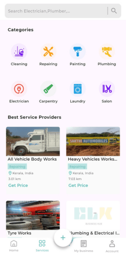 ELK Rentals Listing Screen